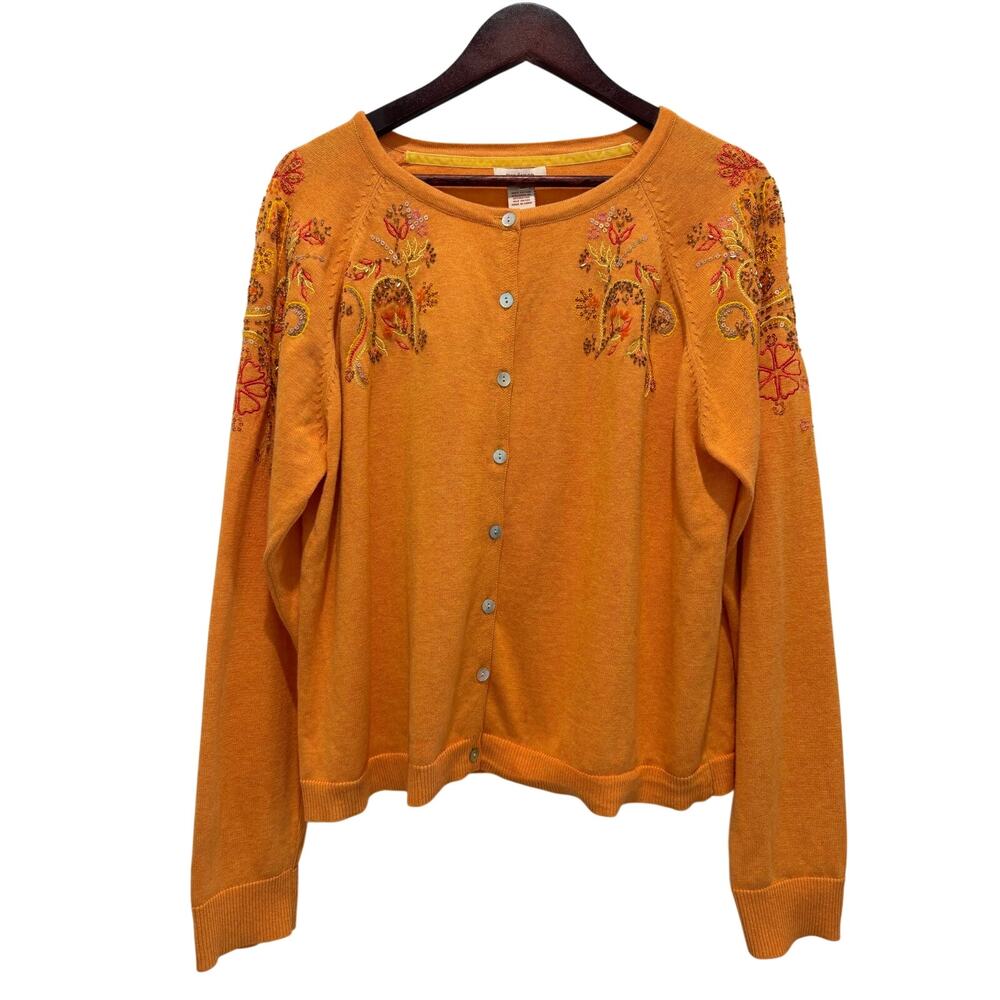 Sundance Button Front Embroidered Cardigan Beading Size XL Fall